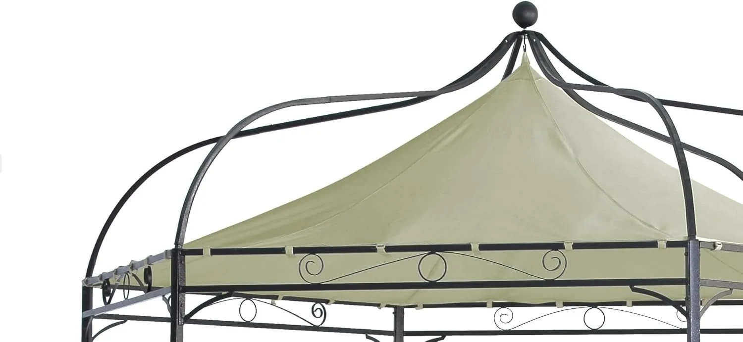 DEGAMO Gartenpavillon Modena 6-eckig 320cm, stabiles Stahlgestell schwarz, Dach naturfarben wasserdicht beschichtet — Ansicht 2