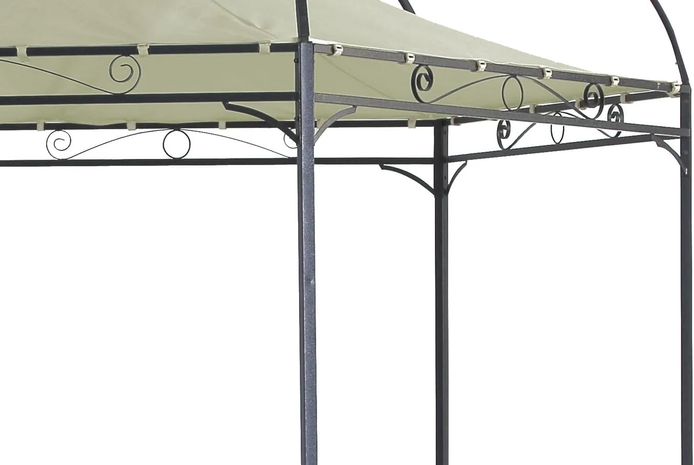 DEGAMO Gartenpavillon Modena 6-eckig 320cm, stabiles Stahlgestell schwarz, Dach naturfarben wasserdicht beschichtet — Ansicht 3