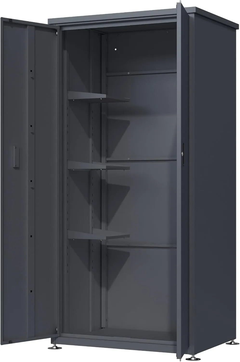 DEGAMO Gartenschrank LÜBECK aus Stahl 90x187cm, verzinkt + pulverbeschichtet, anthrazitgrau (RAL 7016), Zwei Türen abschließbar, wasserdicht — Ansicht 3