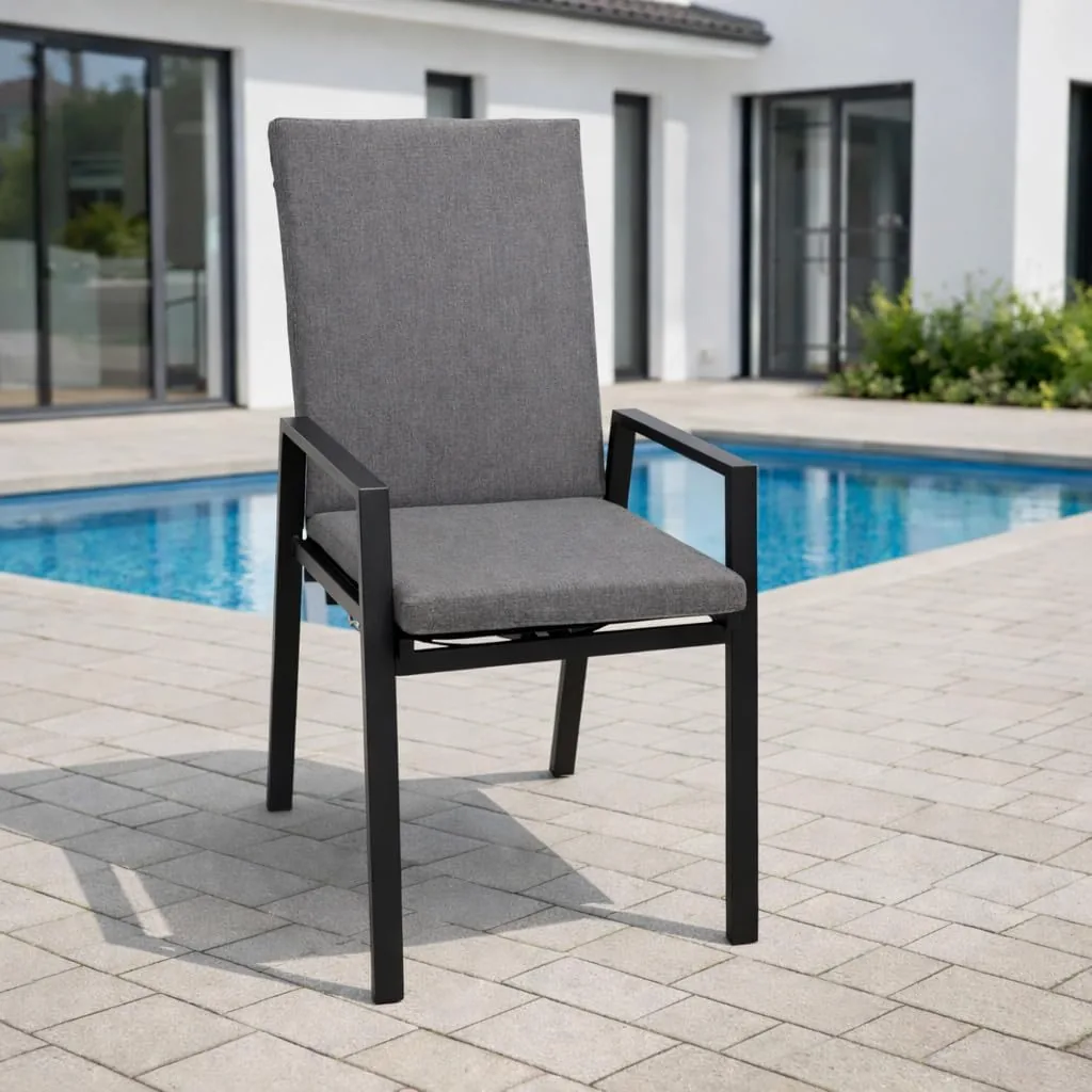 DEGAMO Gartensessel Bilbao Hochlehner, Aluminium wetterfest anthrazit, stufenlos verstellbar, Polster grau, wetterfest, Outdoor — Ansicht 2
