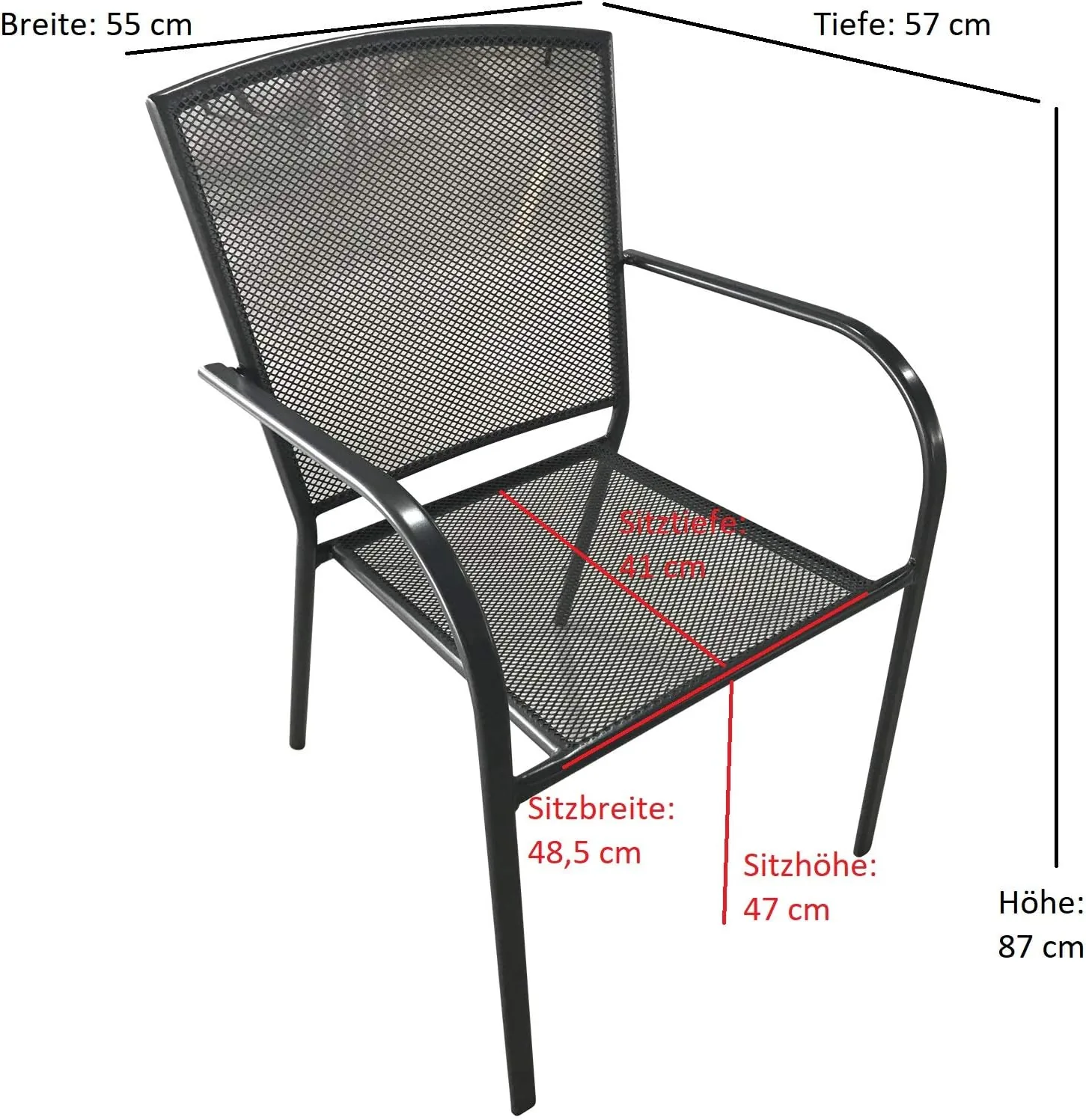 DEGAMO Gartensessel Classic stapelbar, Metall/Streckmetall Farbe anthrazit, 2 Stück, Outdoor — Ansicht 2