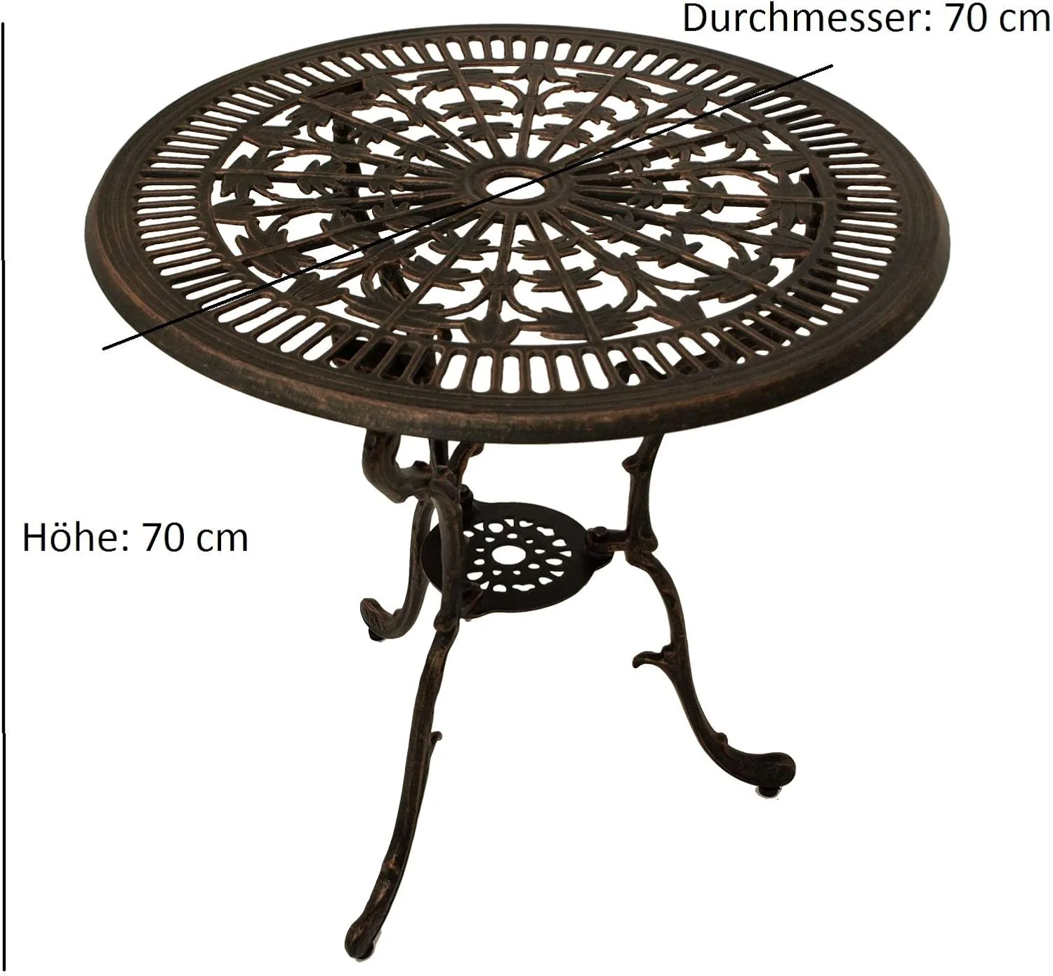 DEGAMO Gartenset Bistroset Lugano in Jugendstil Optik 3-teilig, Aluguss, Farbe Bronze-antik, wetterfest, Outdoor — Ansicht 5