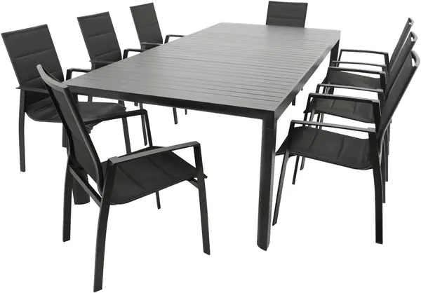 Gartenset Garnitur Lagos XL 9-teilig (8X Stapelsessel…
