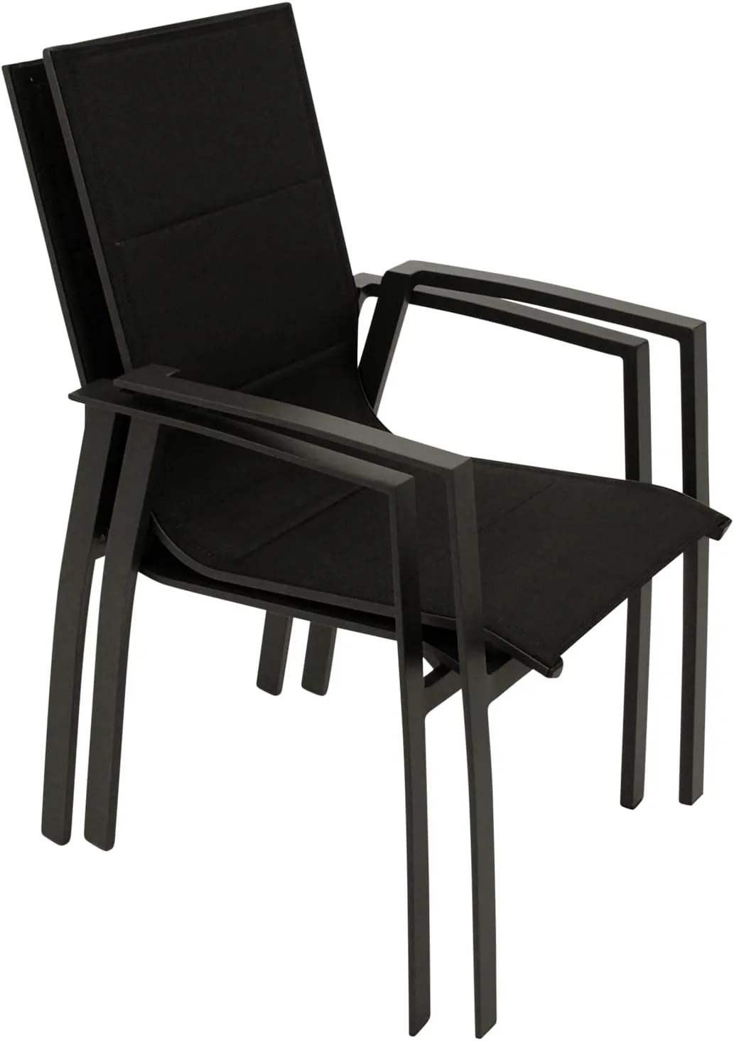 DEGAMO Gartenset Garnitur Lagos XL 9-teilig (8X Stapelsessel schwarz, 1x Ausziehtisch 195/255x120cm), Alu anthrazit, Outdoor — Ansicht 2