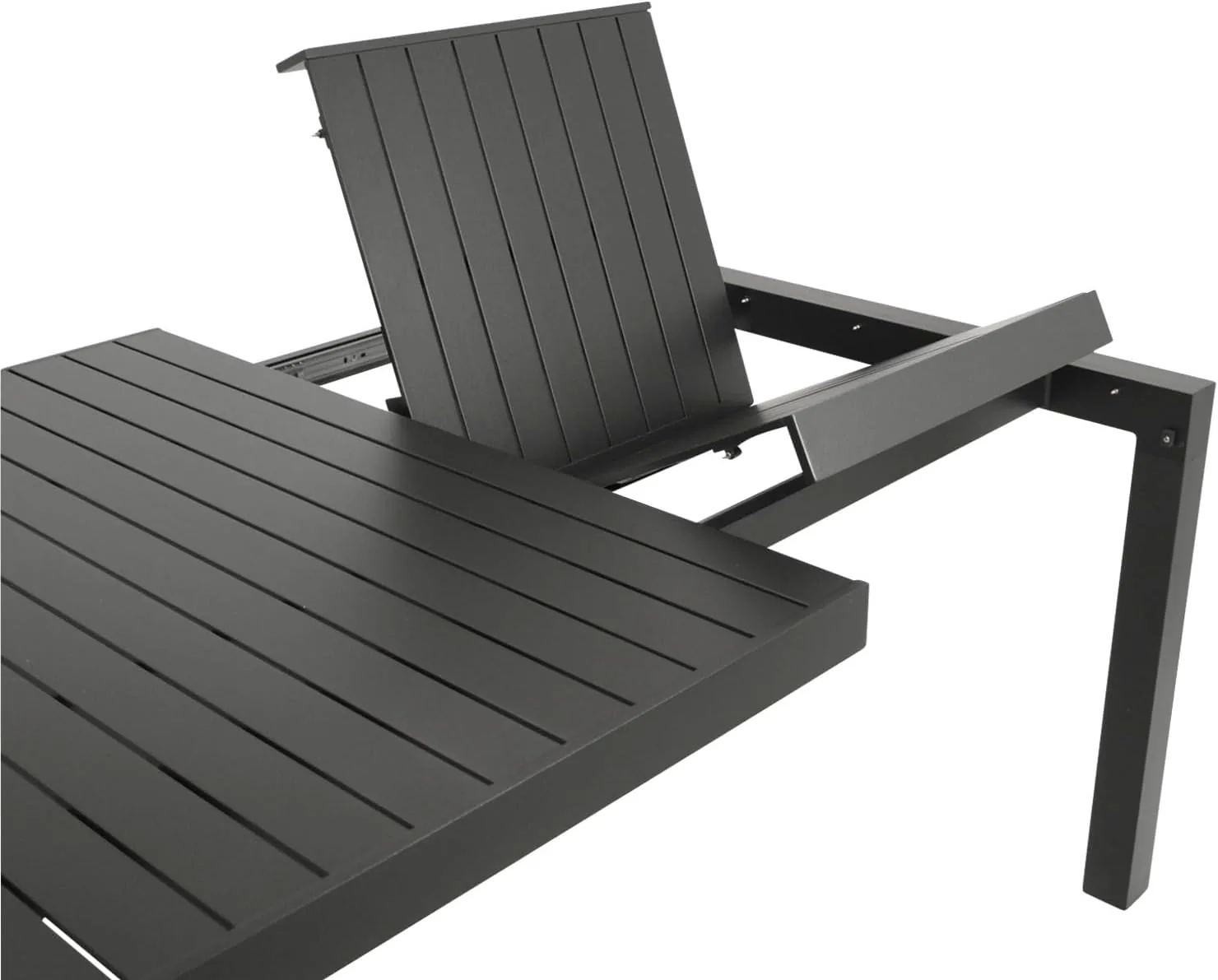 DEGAMO Gartenset Garnitur Lagos XL 9-teilig (8X Stapelsessel schwarz, 1x Ausziehtisch 195/255x120cm), Alu anthrazit, Outdoor — Ansicht 6