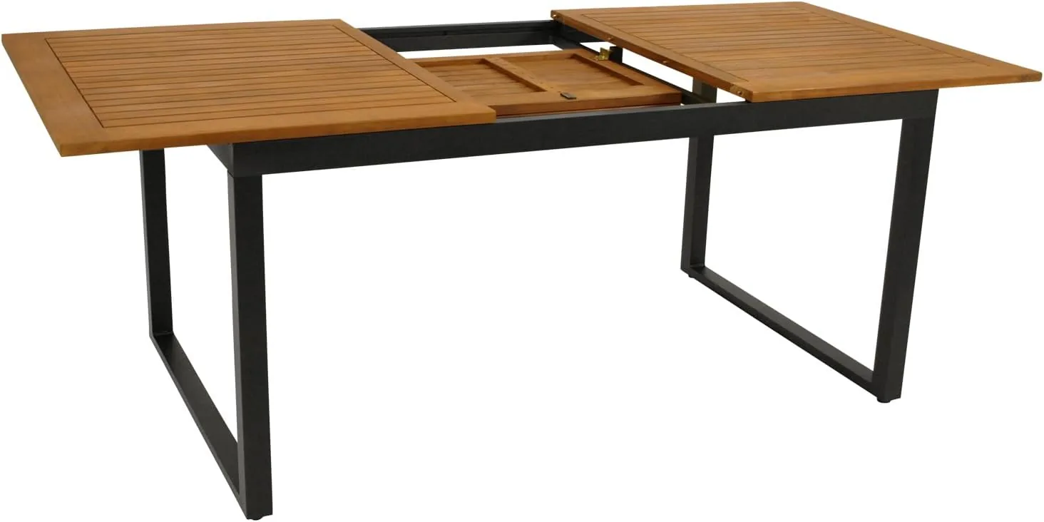 DEGAMO Gartenset Garnitur RIVELLO 7-teilig (6X Stapelsessel, 1x Ausziehtisch 150/200x90cm), Alu anthrazit + Akazie geölt — Ansicht 6
