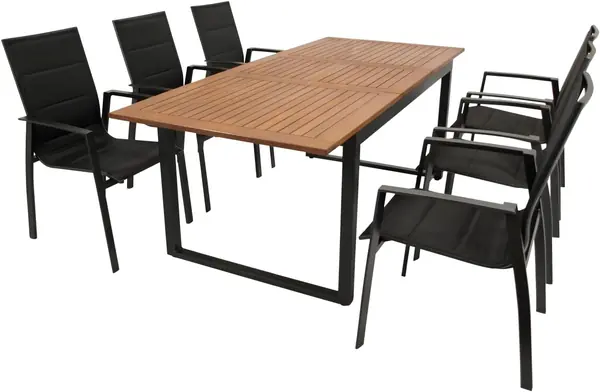 Gartenset Garnitur RIVELLO 7-teilig (6X Stapelsessel, 1x…