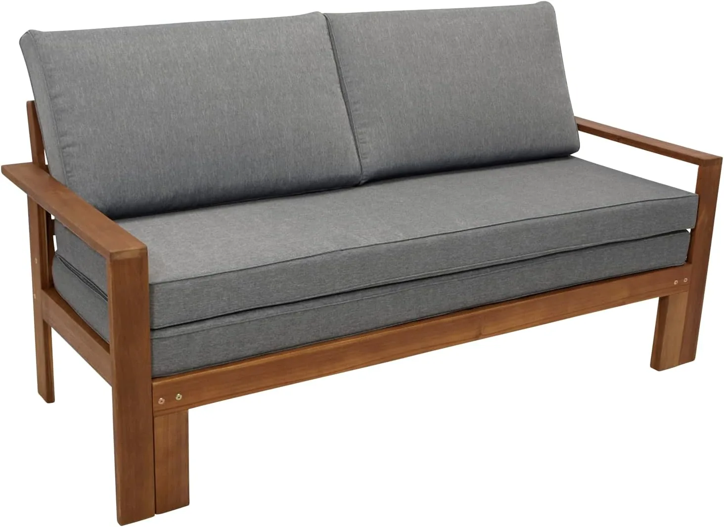 DEGAMO Gartensofa Liegesofa Parana 180x136cm ausziehbar, Akazienholz braun gölt, mit Polsterauflagen grau, Indoor und Outdoor — Ansicht 4