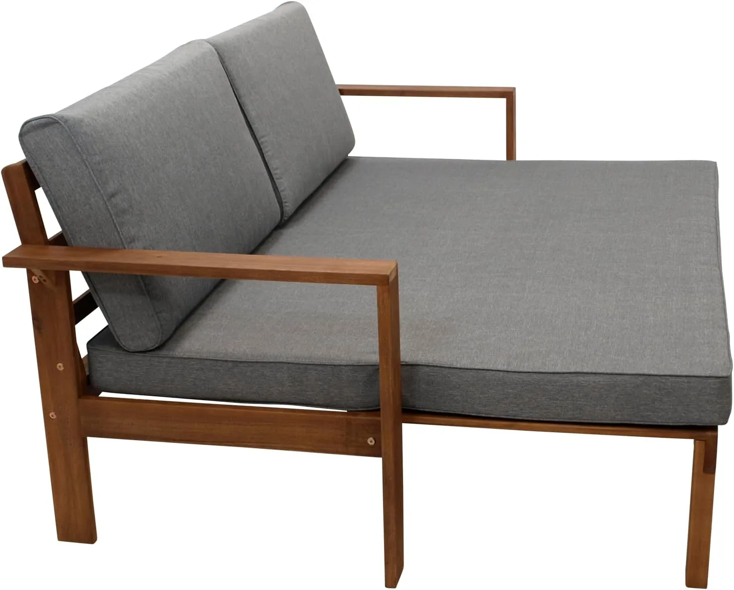 DEGAMO Gartensofa Liegesofa Parana 180x136cm ausziehbar, Akazienholz braun gölt, mit Polsterauflagen grau, Indoor und Outdoor — Ansicht 6