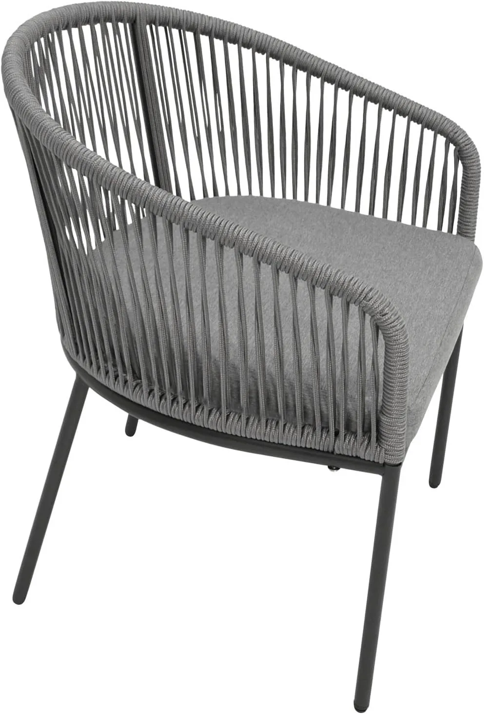 DEGAMO Gartenstuhl Ancona, Metall anthrazit anthrazit + Rope grau, mit Kissen grau, modern, Outdoor, 4 STCK. — Ansicht 2