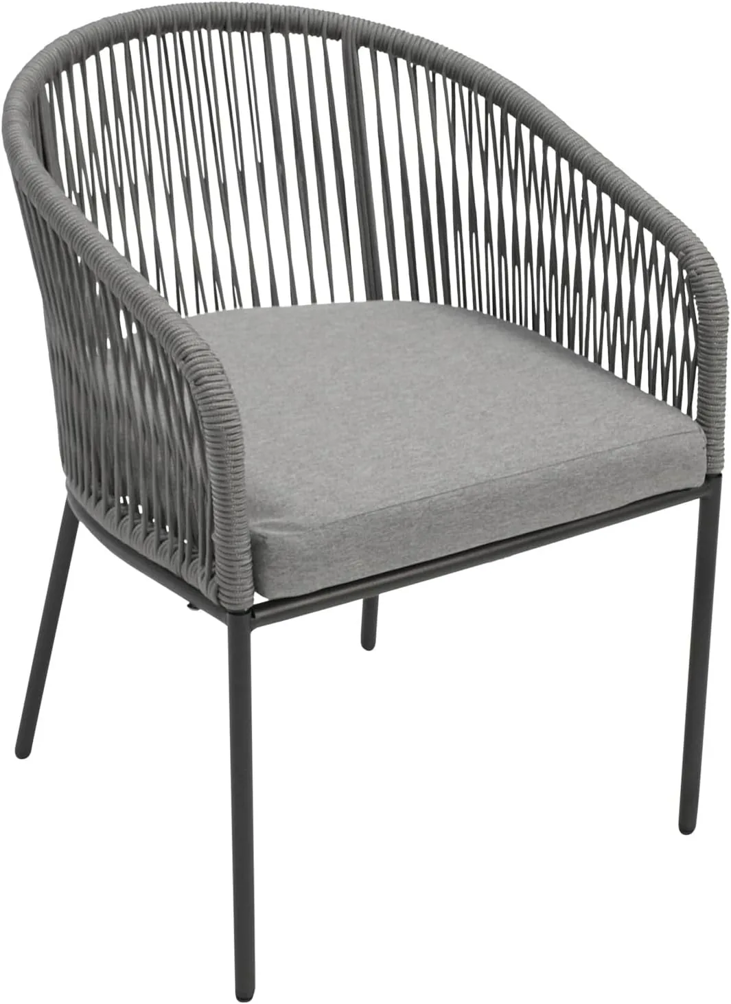DEGAMO Gartenstuhl Ancona, Metall anthrazit anthrazit + Rope grau, mit Kissen grau, modern, Outdoor, 4 STCK. — Ansicht 6