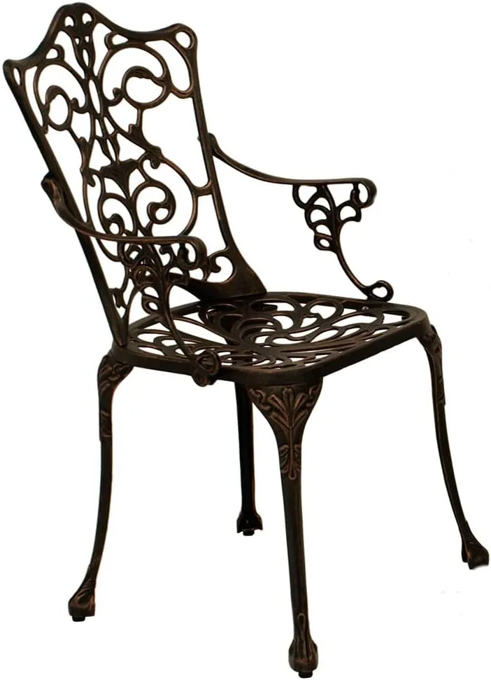 DEGAMO Gartenstuhl Gartensessel Lugano in Jugendstil Optik aus Aluguss, rostfrei wetterfest, Farbe Bronze-antik, Outdoor — Ansicht 3