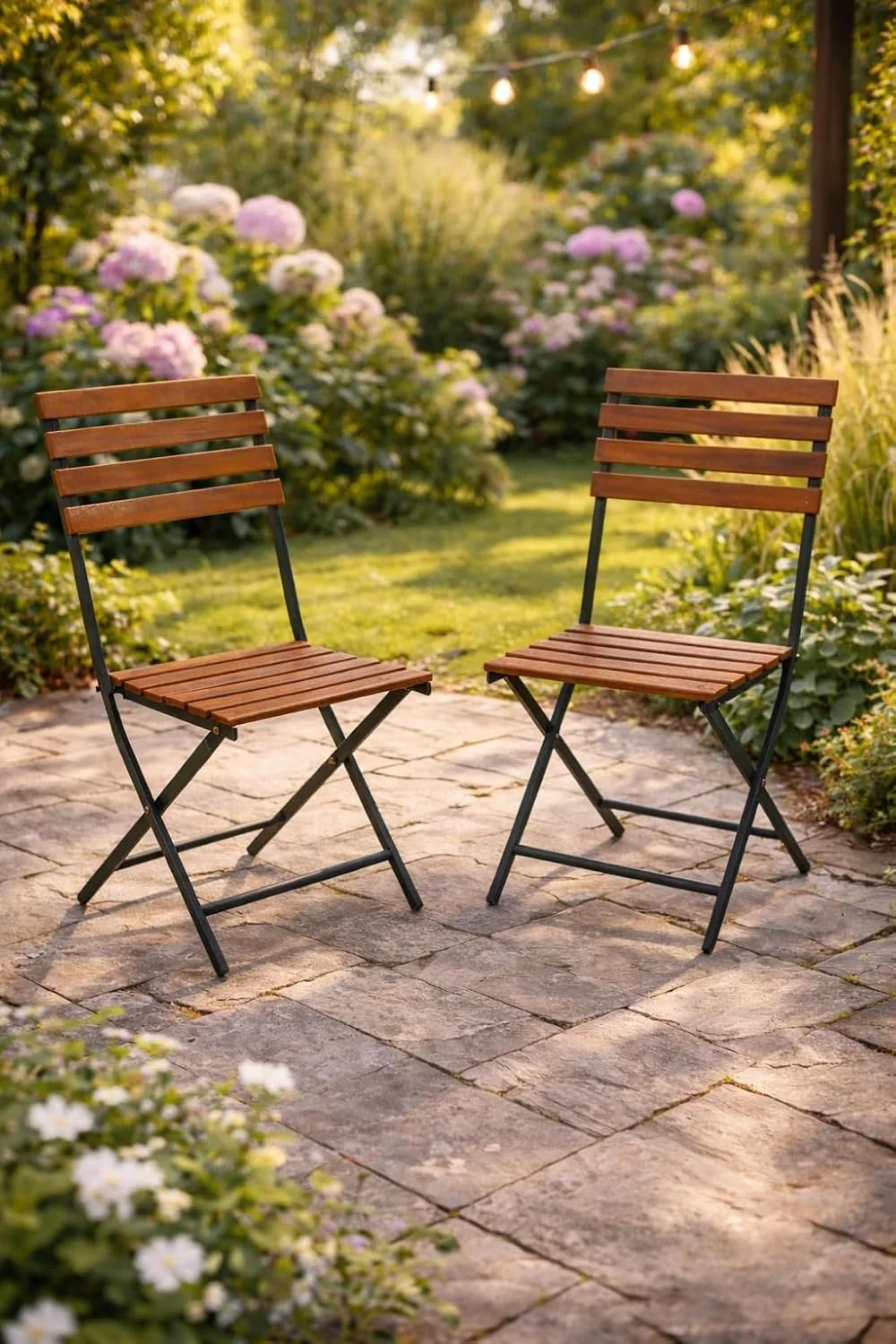 DEGAMO Gartenstuhl Klappstuhl Lienz Stahl und Akazienholz, klappbar, 2 STÜCK — Ansicht 2