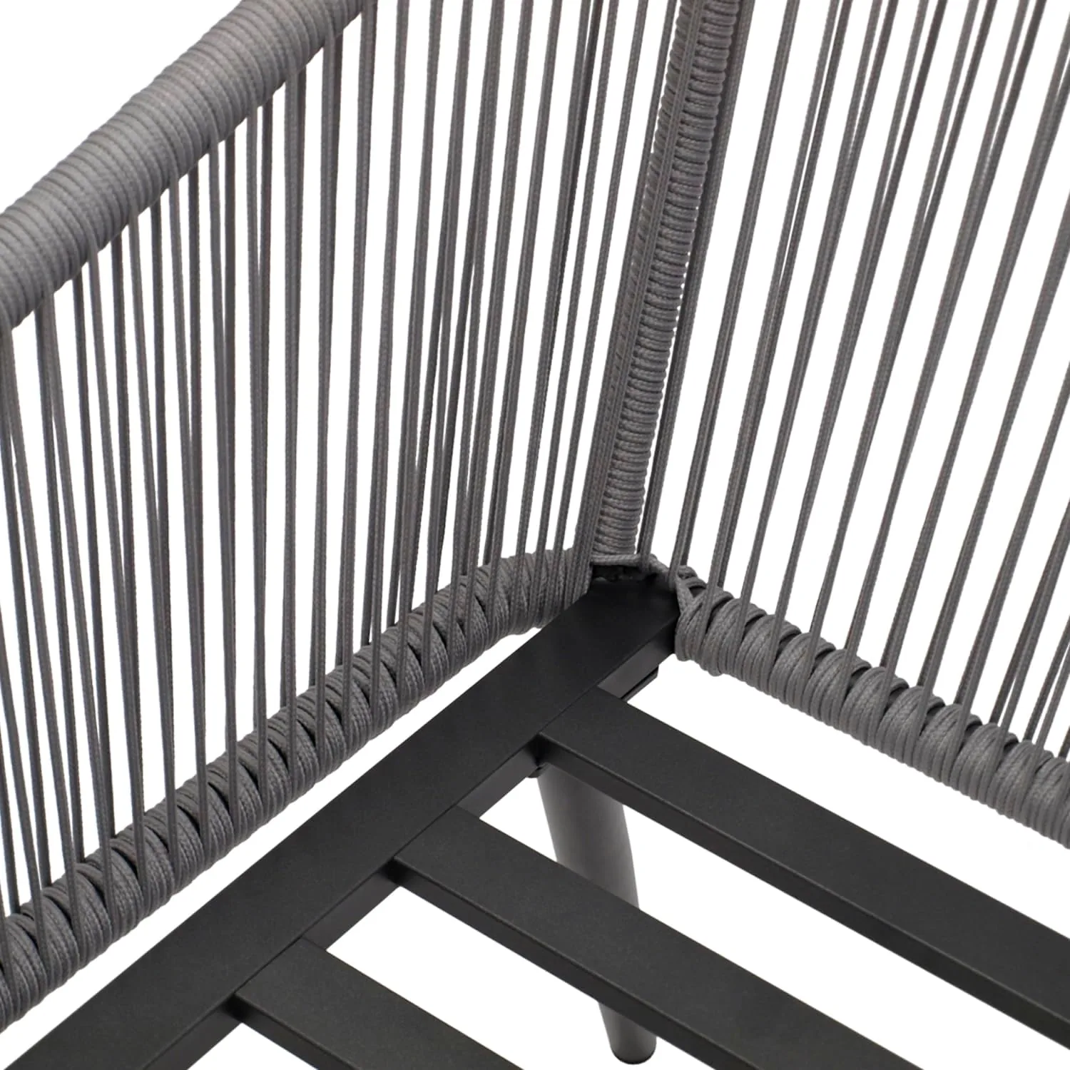 DEGAMO Gartenstuhl Riva, Aluminium wetterfest anthrazit + Rope grau, mit Kissen grau, modern, Outdoor, 2 STCK. — Ansicht 6