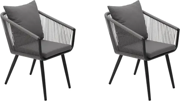Gartenstuhl Riva, Aluminium wetterfest anthrazit + Rope…