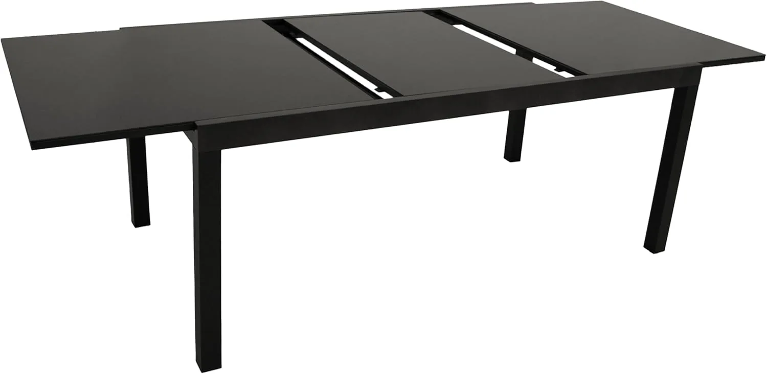 DEGAMO Gartentisch Ausziehtisch ELBA XXL, 200/300x110cm, Aluminium anthrazit + Glas schwarz, Outdoor — Ansicht 3
