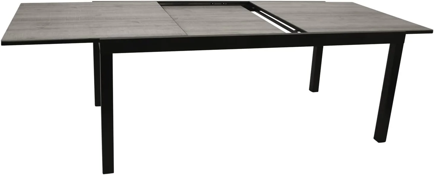 DEGAMO Gartentisch Ausziehtisch FARO XXL, 200/300x110cm, Aluminium anthrazit + Glas in Keramikoptik hellgrau, Outdoor — Ansicht 3