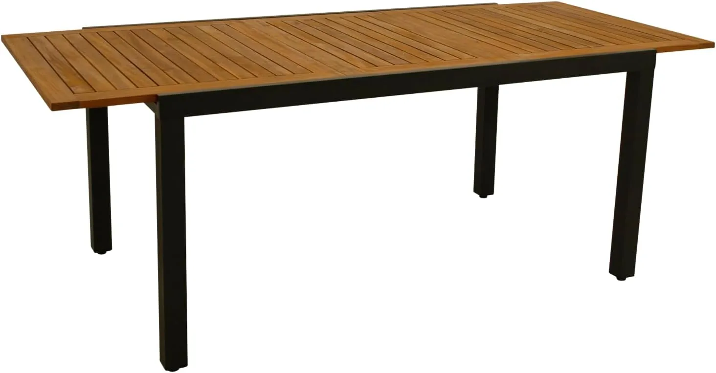 DEGAMO Gartentisch Ausziehtisch Milos 150/200x90cm, Aluminium anthrazit + Akazienholz geölt, Outdoor, FSC®-Zertifiziert — Ansicht 3