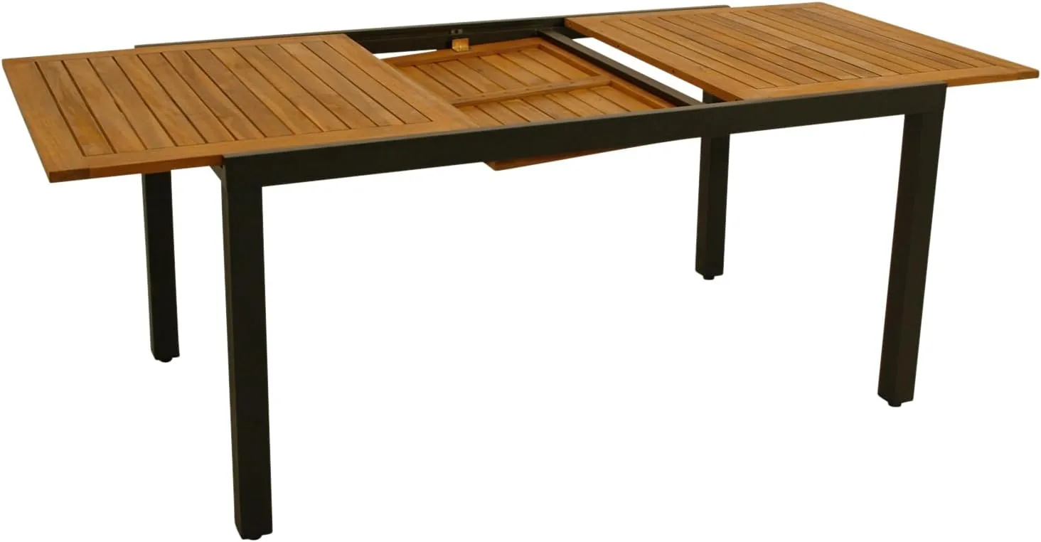 DEGAMO Gartentisch Ausziehtisch Milos 150/200x90cm, Aluminium anthrazit + Akazienholz geölt, Outdoor, FSC®-Zertifiziert — Ansicht 5