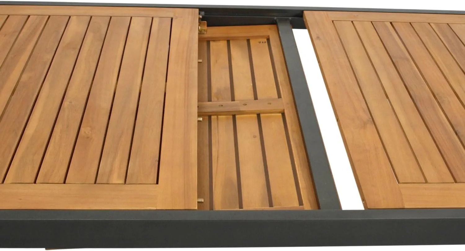 DEGAMO Gartentisch Ausziehtisch Milos 150/200x90cm, Aluminium anthrazit + Akazienholz geölt, Outdoor, FSC®-Zertifiziert — Ansicht 6