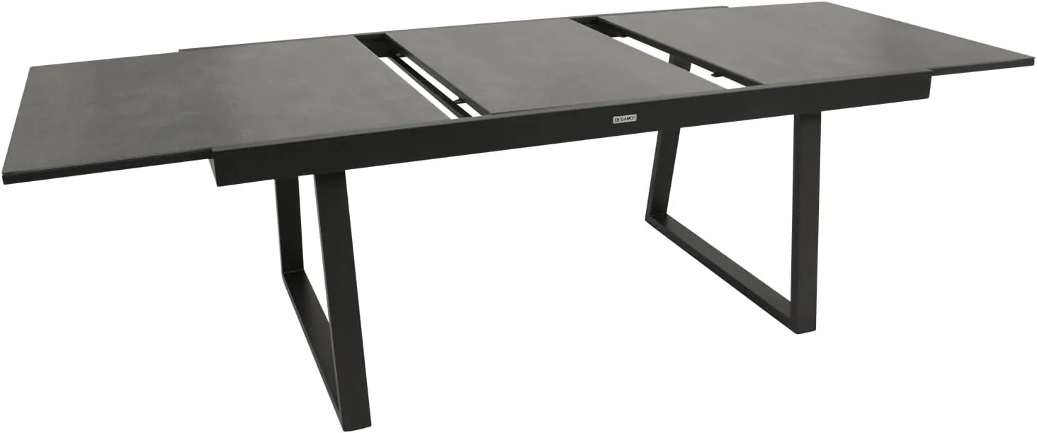 DEGAMO Gartentisch Ausziehtisch Reims, 180/240x100cm, Aluminium anthrazit + Glas in Keramikoptik hellgrau, Outdoor — Ansicht 5