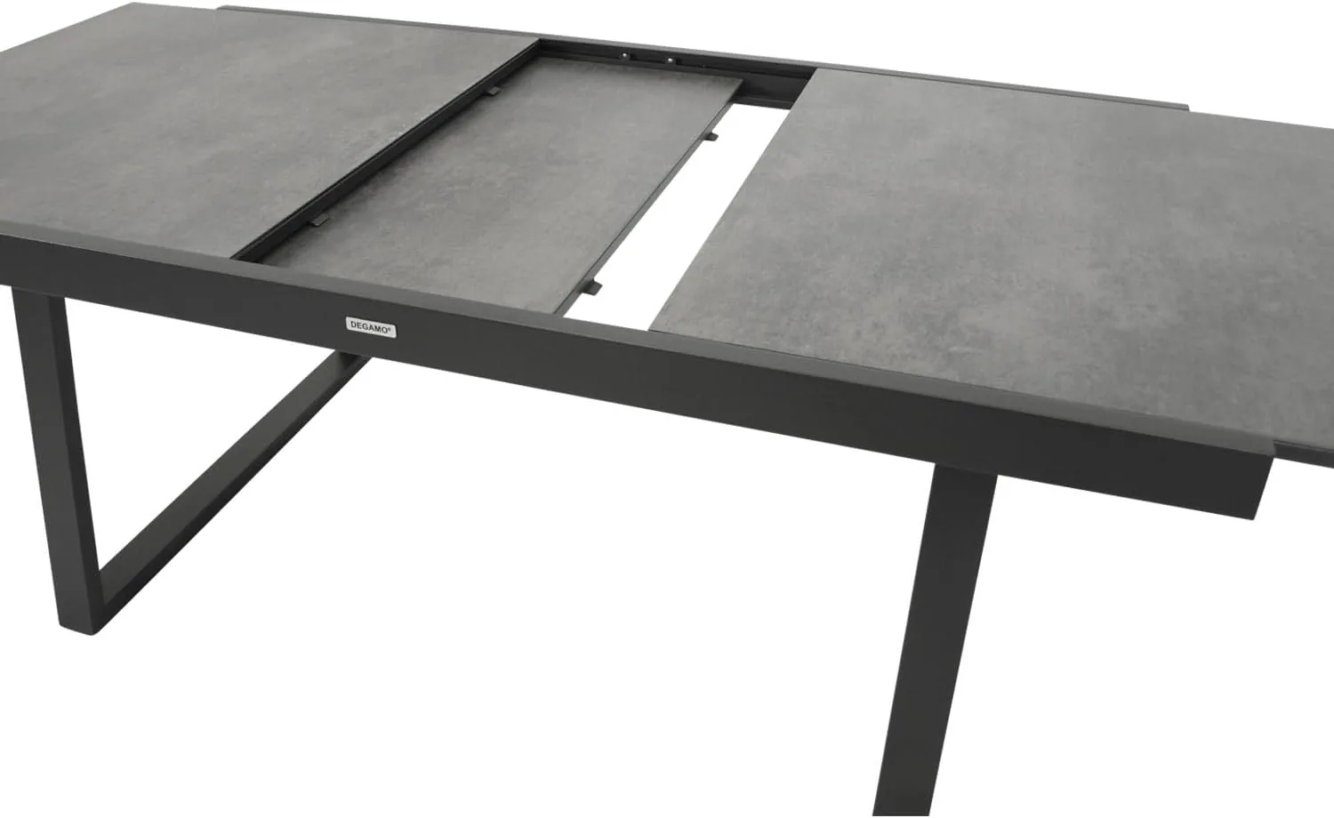DEGAMO Gartentisch Ausziehtisch Reims, 180/240x100cm, Aluminium anthrazit + Glas in Keramikoptik hellgrau, Outdoor — Ansicht 6