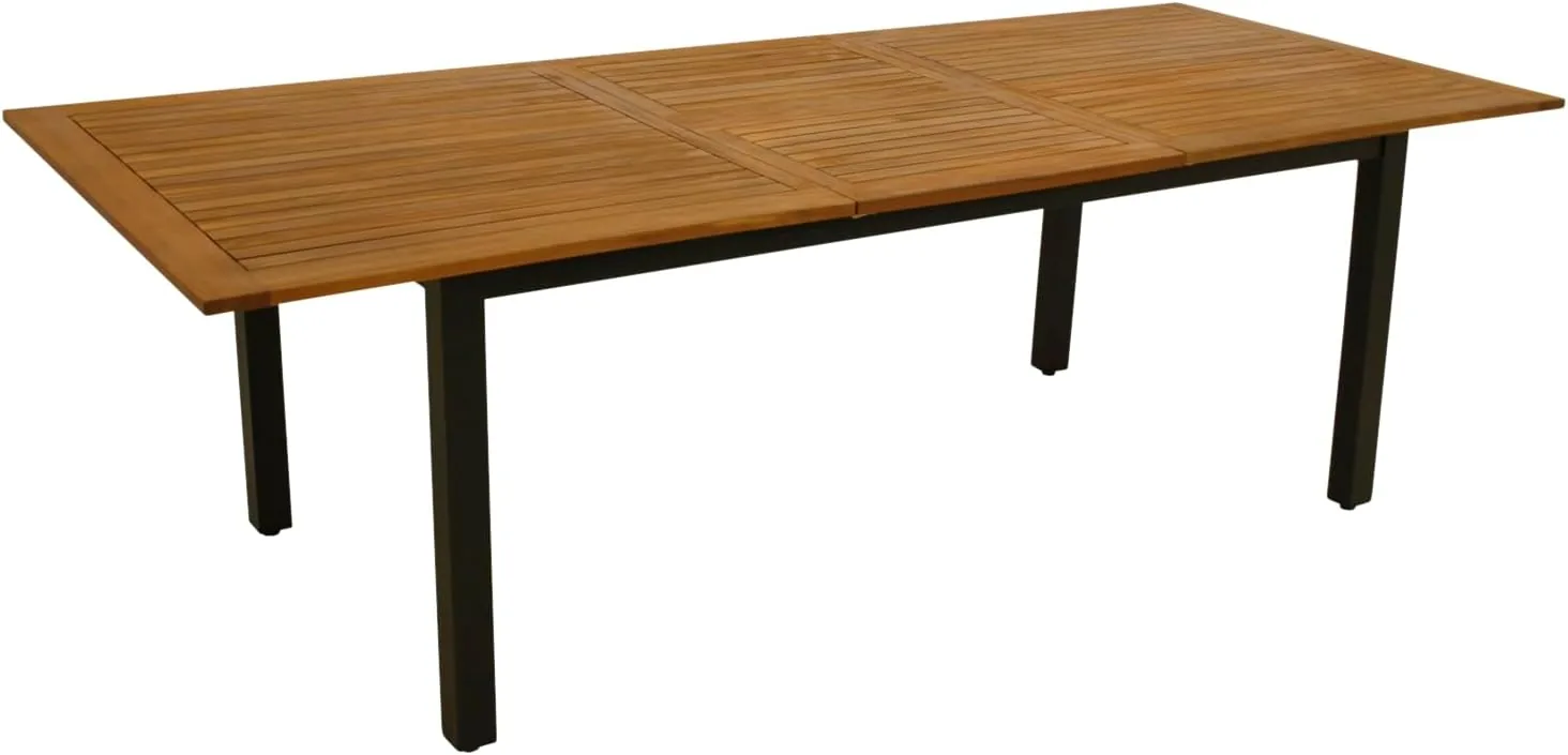 DEGAMO Gartentisch Ausziehtisch SARONNO 180/240x100cm, Aluminium anthrazit + Akazienholz geölt, Outdoor, FSC®-Zertifiziert — Ansicht 3