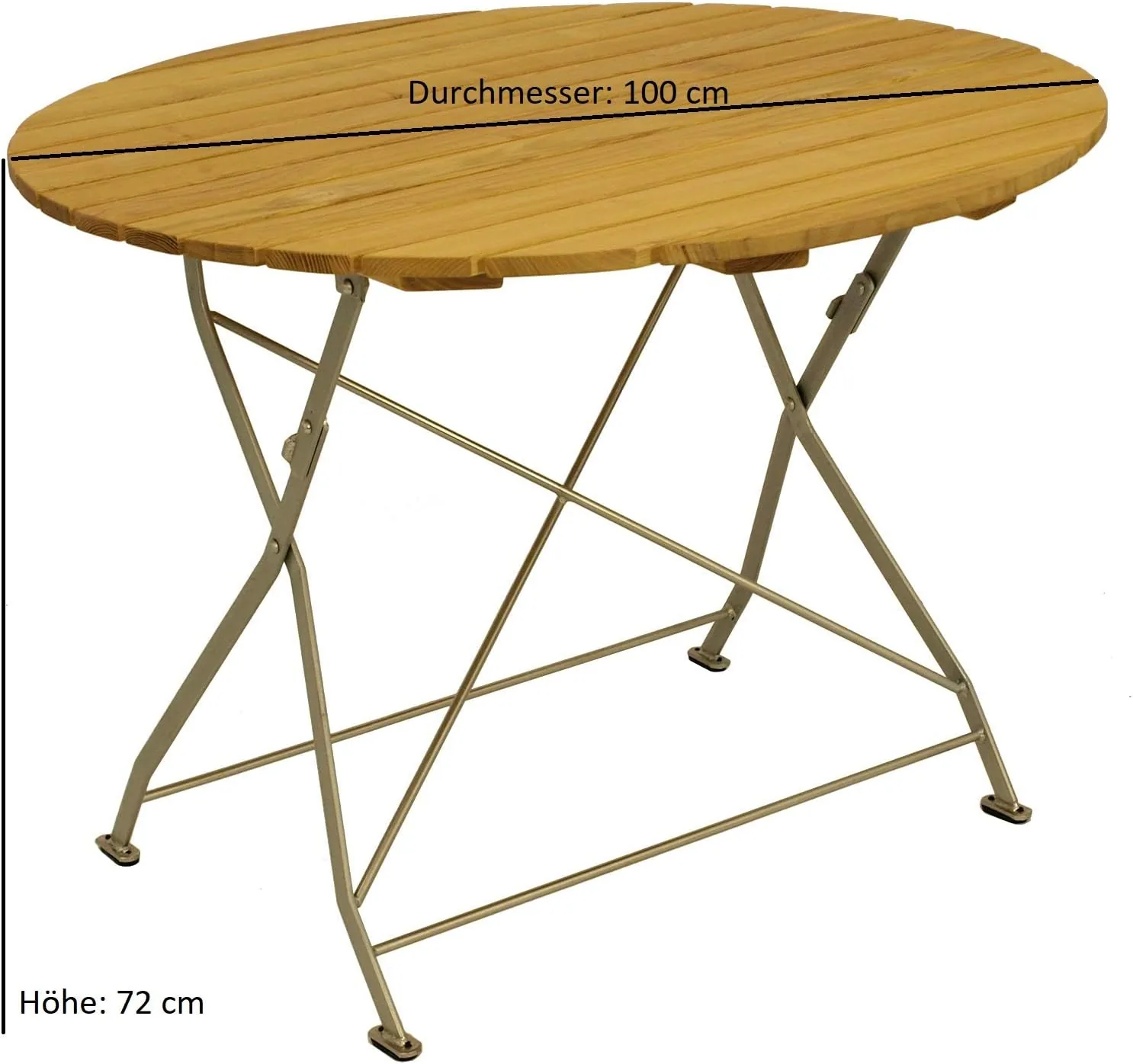 DEGAMO Gartentisch Biergartentisch Bad TÖLZ 100cm rund, Gestell Flachstahl verzinkt, Tischplatte Holz Robinie, klappbar, wetterfest, Outdoor — Ansicht 2