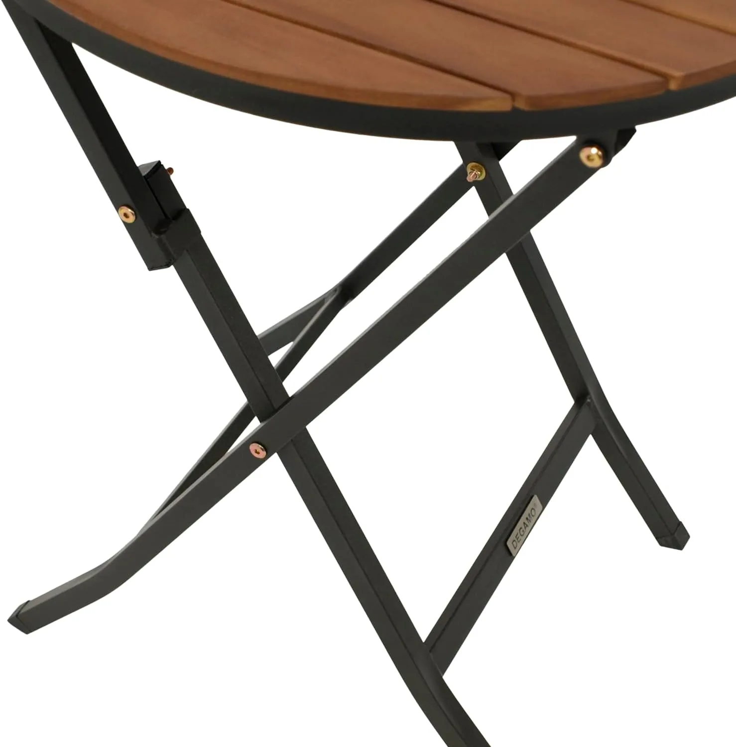 DEGAMO Gartentisch Bistrotisch LIENZ 61,5 cm rund, Stahl schwarz pulverbeschichtet + Akazie geölt — Ansicht 4