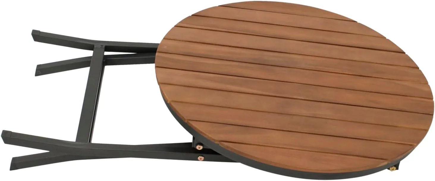 DEGAMO Gartentisch Bistrotisch LIENZ 61,5 cm rund, Stahl schwarz pulverbeschichtet + Akazie geölt — Ansicht 5