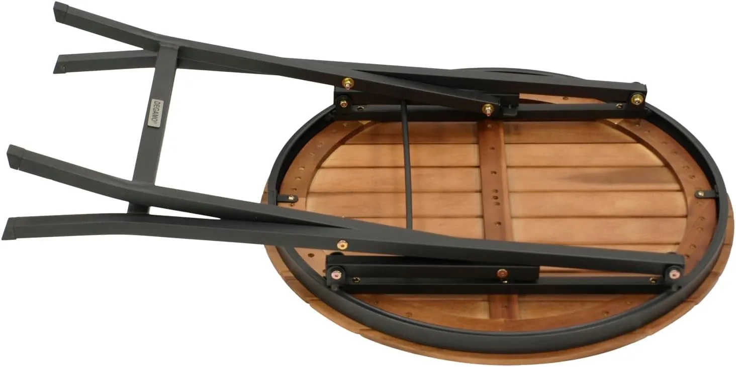 DEGAMO Gartentisch Bistrotisch LIENZ 61,5 cm rund, Stahl schwarz pulverbeschichtet + Akazie geölt — Ansicht 6