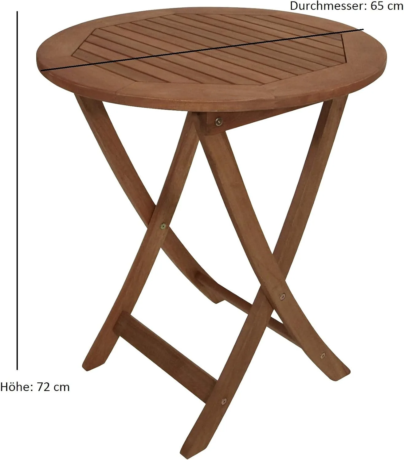 DEGAMO Gartentisch Bistrotisch Rio 65cm rund, Eukalyptus Holz braun geölt, FSC®-Zertifiziert, Outdoor — Ansicht 2