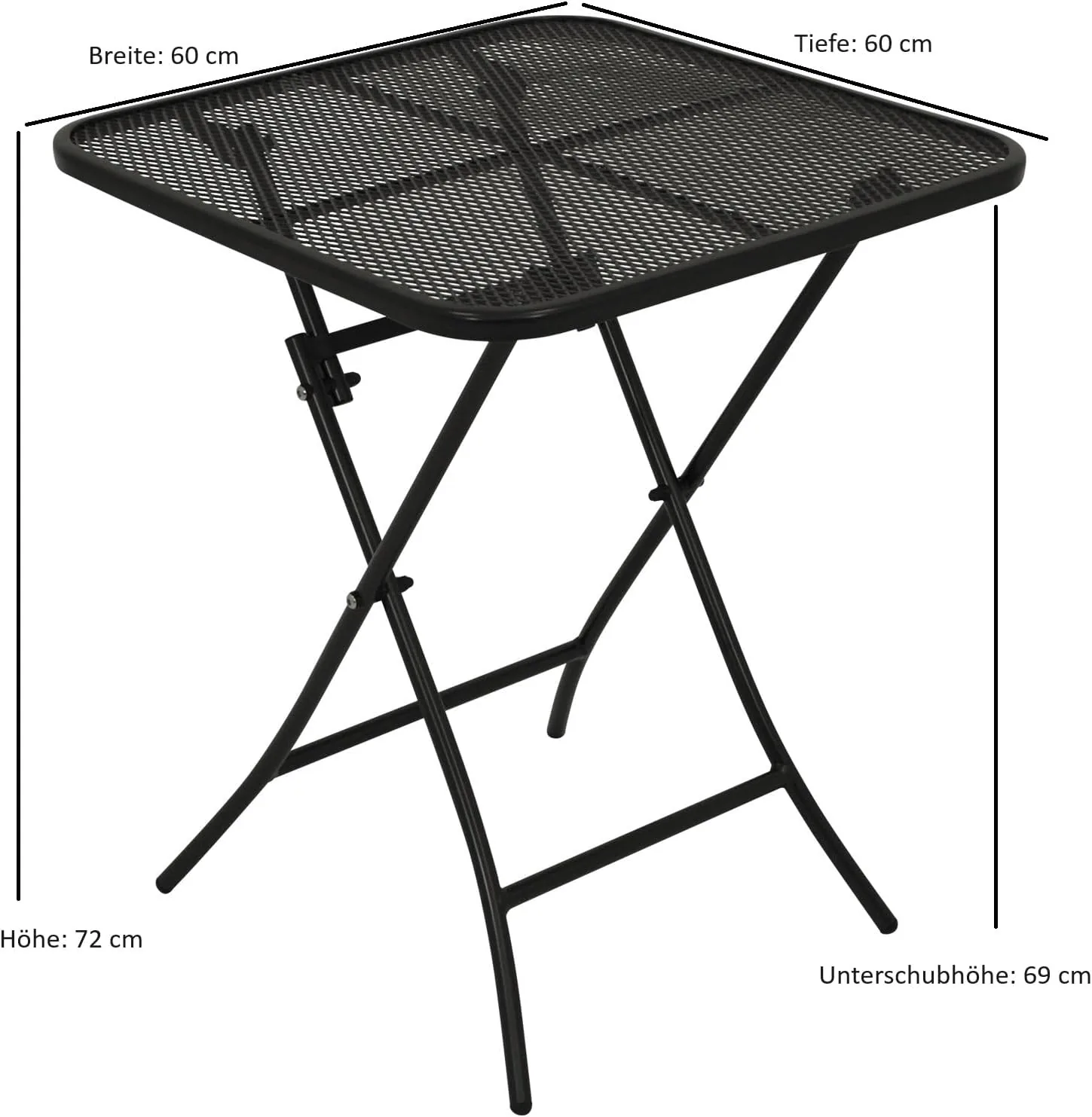 DEGAMO Gartentisch Bistrotisch RIVO 60x60cm quadratisch, klappbar, Farbe eisengrau, Outdoor — Ansicht 2