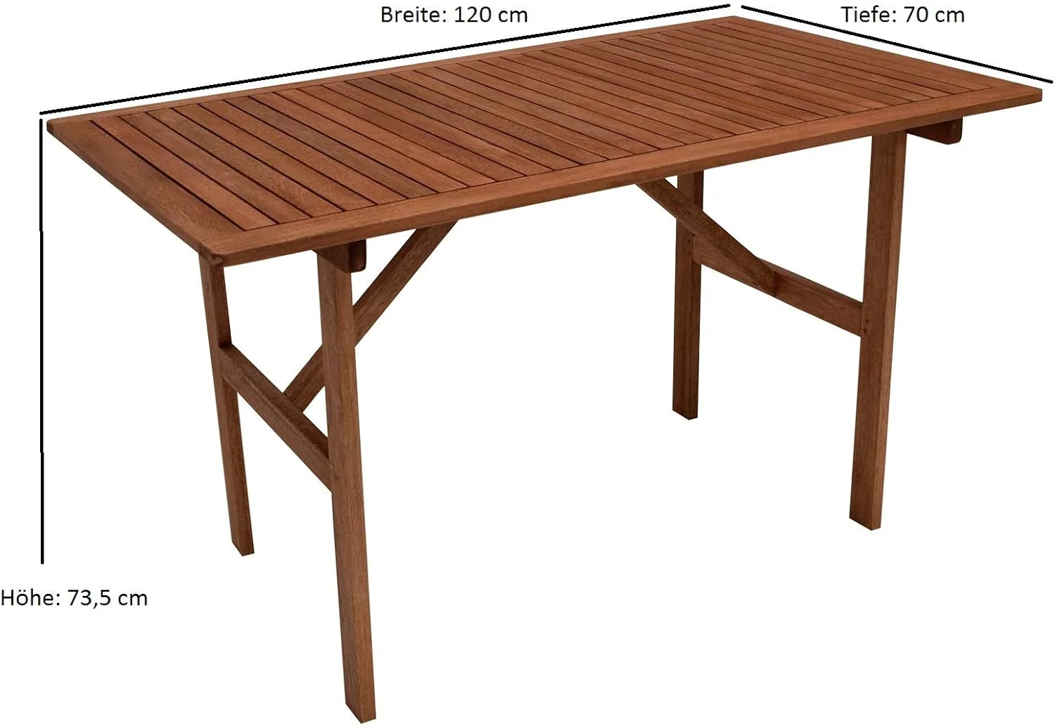 DEGAMO Gartentisch Brasilia 70x120cm rechteckig, Eukaylptus Holz braun geölt, FSC®-Zertifiziert — Ansicht 2