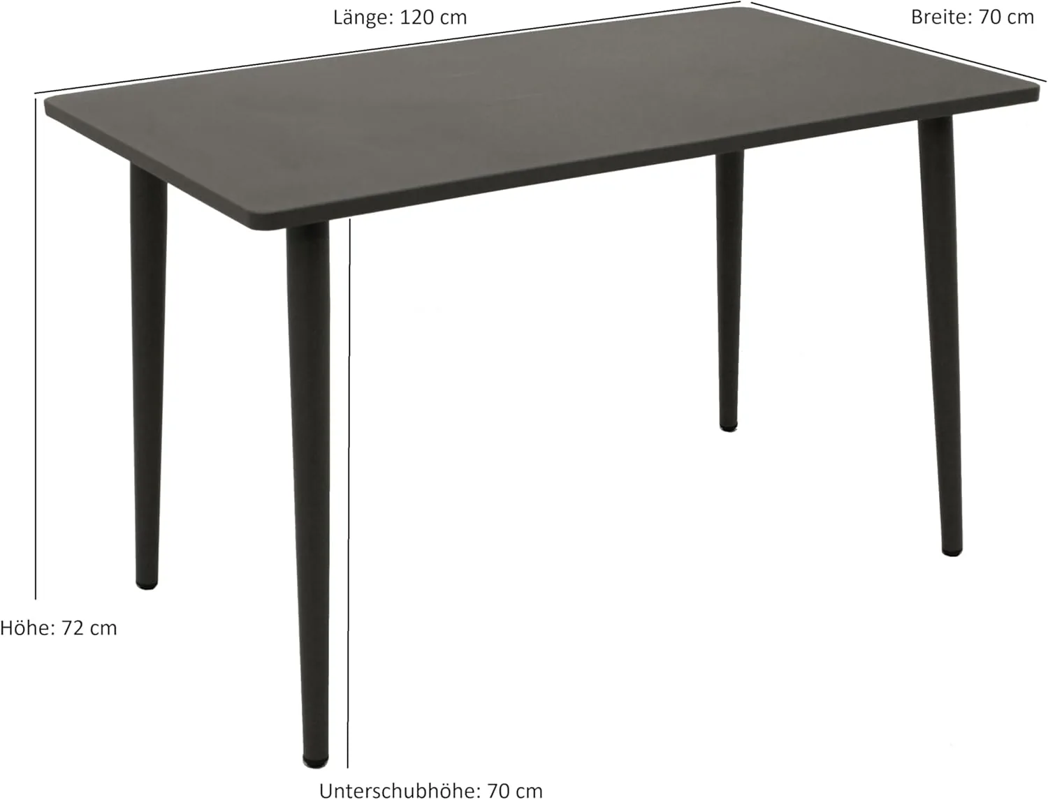 DEGAMO Gartentisch Esstisch Denver 70x120cm rechteckig, Metall/Stahl anthrazit, Indoor und Outdoor — Ansicht 2