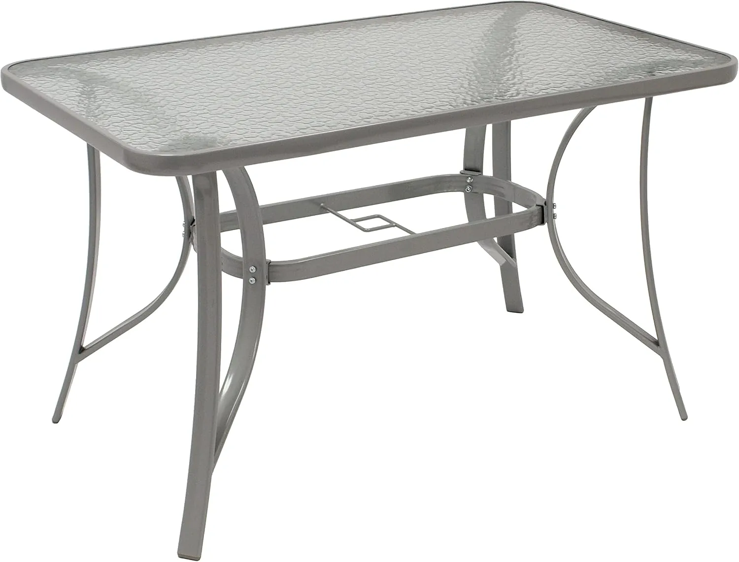 DEGAMO Gartentisch Florenz 70x120cm rechteckig, Metall Silbergrau + Sicherheitsglas