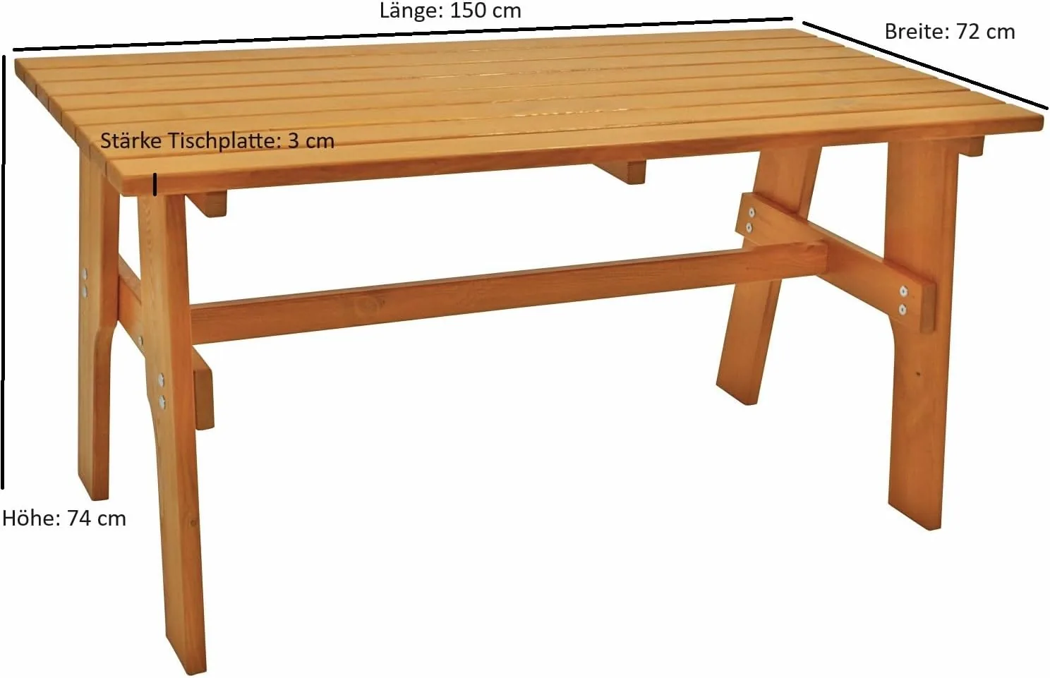 DEGAMO Gartentisch Freital 72x150cm, Massivholz Kiefer, hell lackiert — Ansicht 2