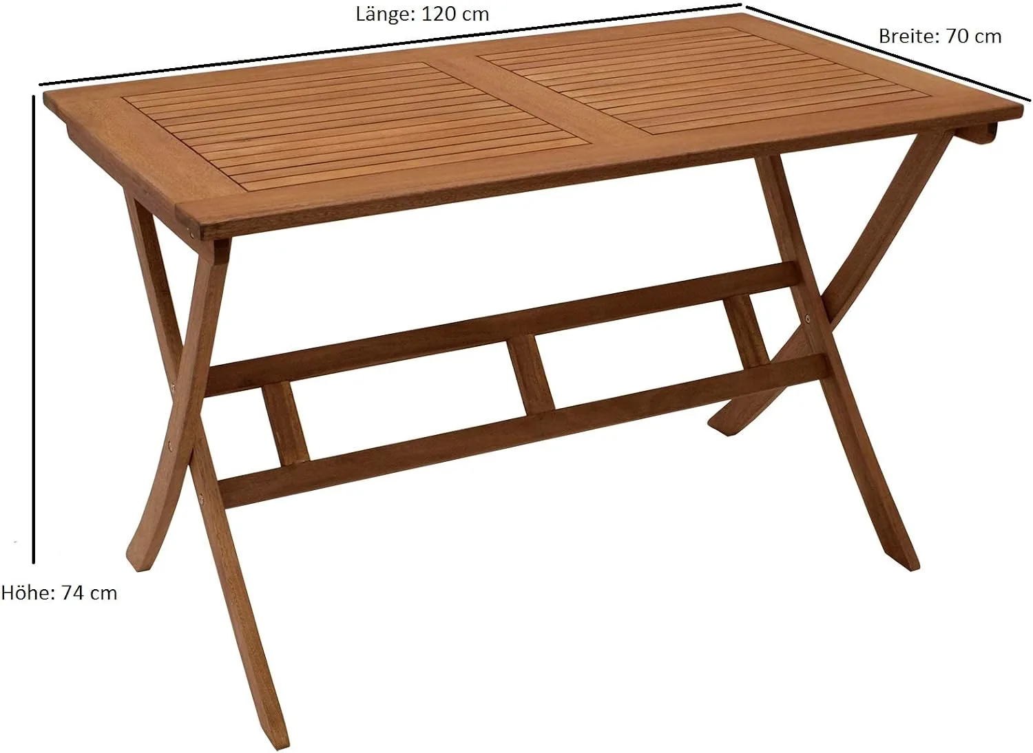 DEGAMO Gartentisch Klapptisch Bonita 70x120cm, Eukalyptus Holz braun geölt, FSC®-Zertifiziert, klappbar, Outdoor — Ansicht 2