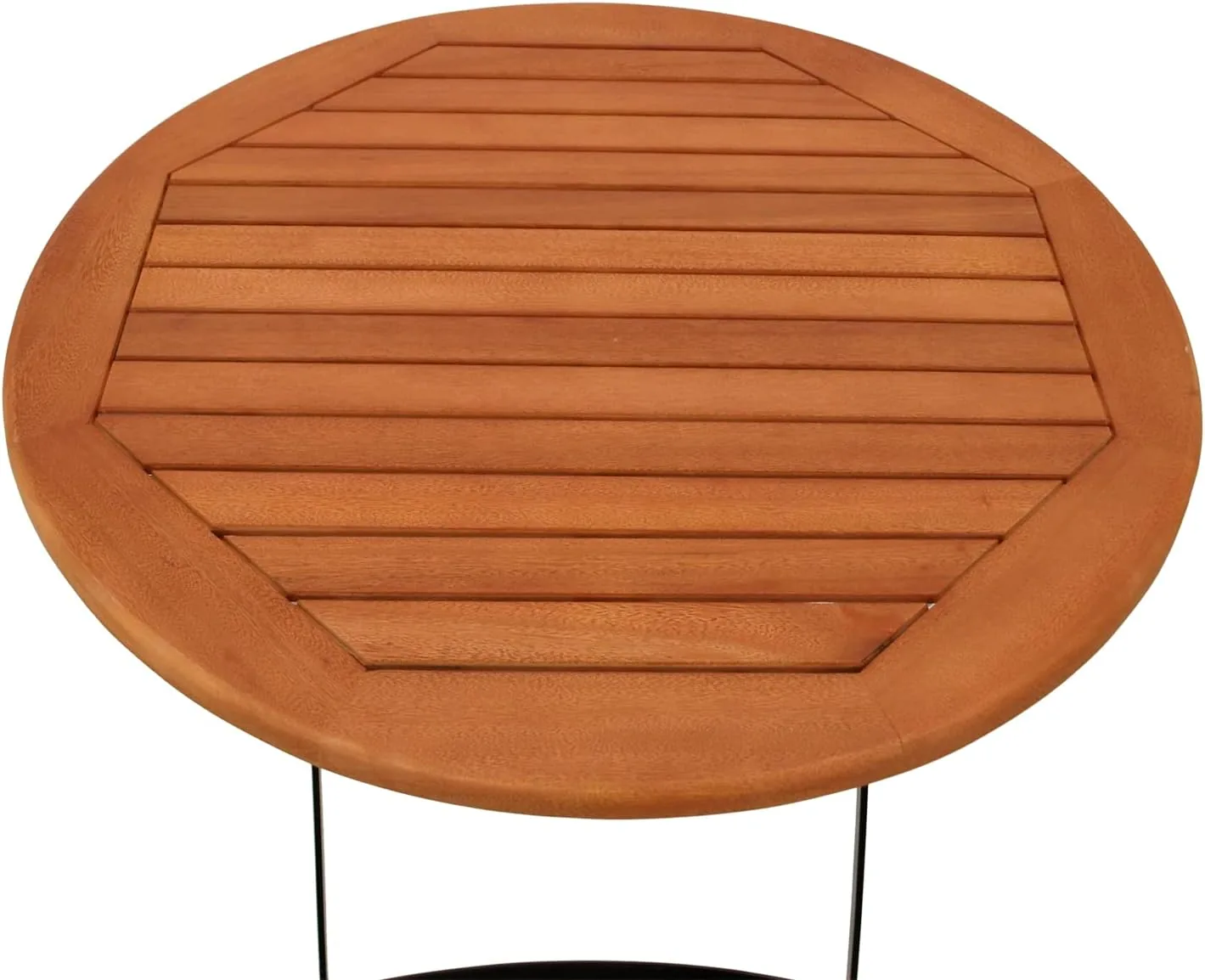 DEGAMO Gartentisch Klapptisch HOFGARTEN 75cm rund, Flachstahl schwarz + Eukalyptus Holz, braun geölt, klappbar, Outdoor — Ansicht 5