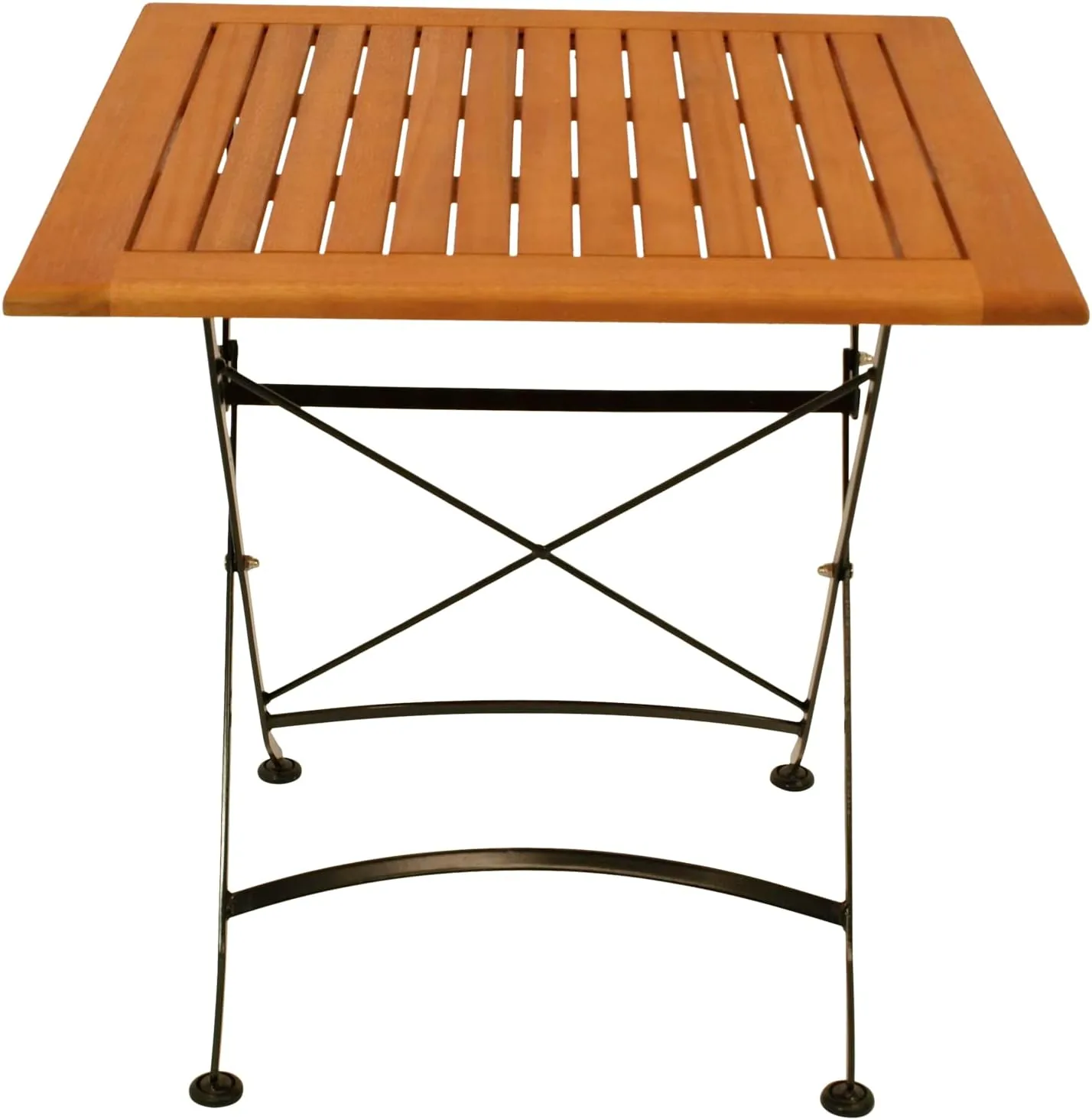 DEGAMO Gartentisch Klapptisch HOFGARTEN 75x75cm, Flachstahl schwarz + Eukalyptus Holz, braun geölt, klappbar, Outdoor — Ansicht 3