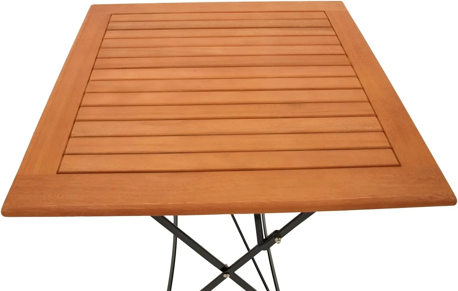 DEGAMO Gartentisch Klapptisch HOFGARTEN 75x75cm, Flachstahl schwarz + Eukalyptus Holz, braun geölt, klappbar, Outdoor — Ansicht 5