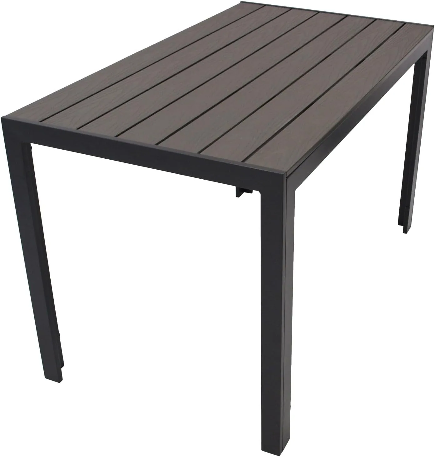 DEGAMO Gartentisch Sorano 70x125cm rechteckig, Gestell Aluminium anthrazit, Tischplatte Kunstholz in Holzoptik dunkelgrau, wetterfest — Ansicht 4