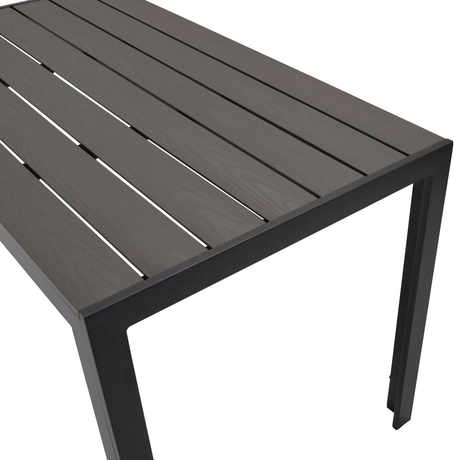 DEGAMO Gartentisch Sorano 70x125cm rechteckig, Gestell Aluminium anthrazit, Tischplatte Kunstholz in Holzoptik dunkelgrau, wetterfest — Ansicht 5