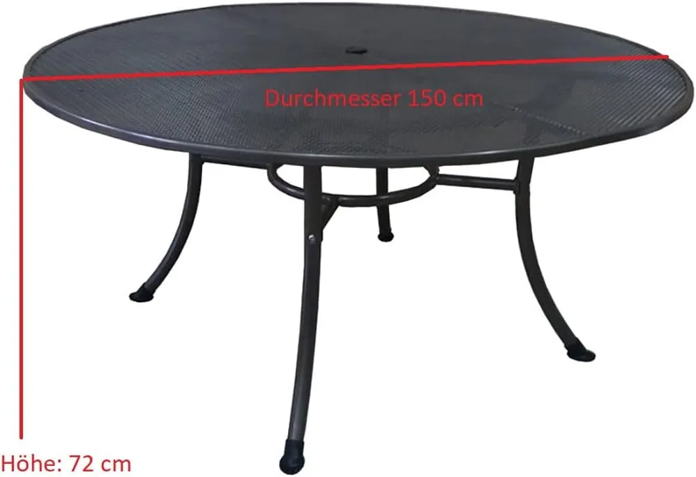 DEGAMO Gartentisch Streckmetall RIVO 150cm rund, Farbe dunkelgrau (eisengrau), wetterfest beschichtet, Outdoor — Ansicht 2