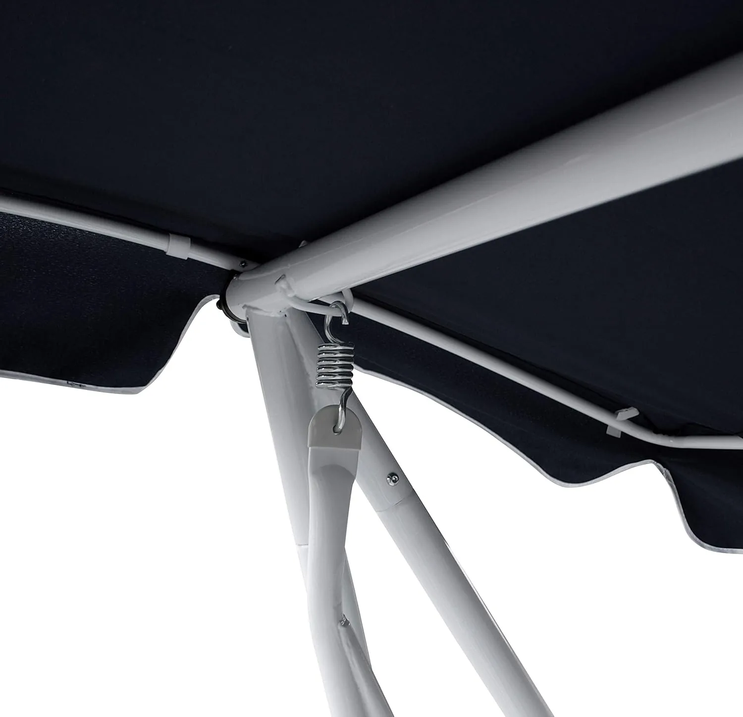DEGAMO Hollywoodschaukel Miami 4-sitzer 228cm, Stahlgestell Weiss, Bezüge dunkelblau/Weiss — Ansicht 3
