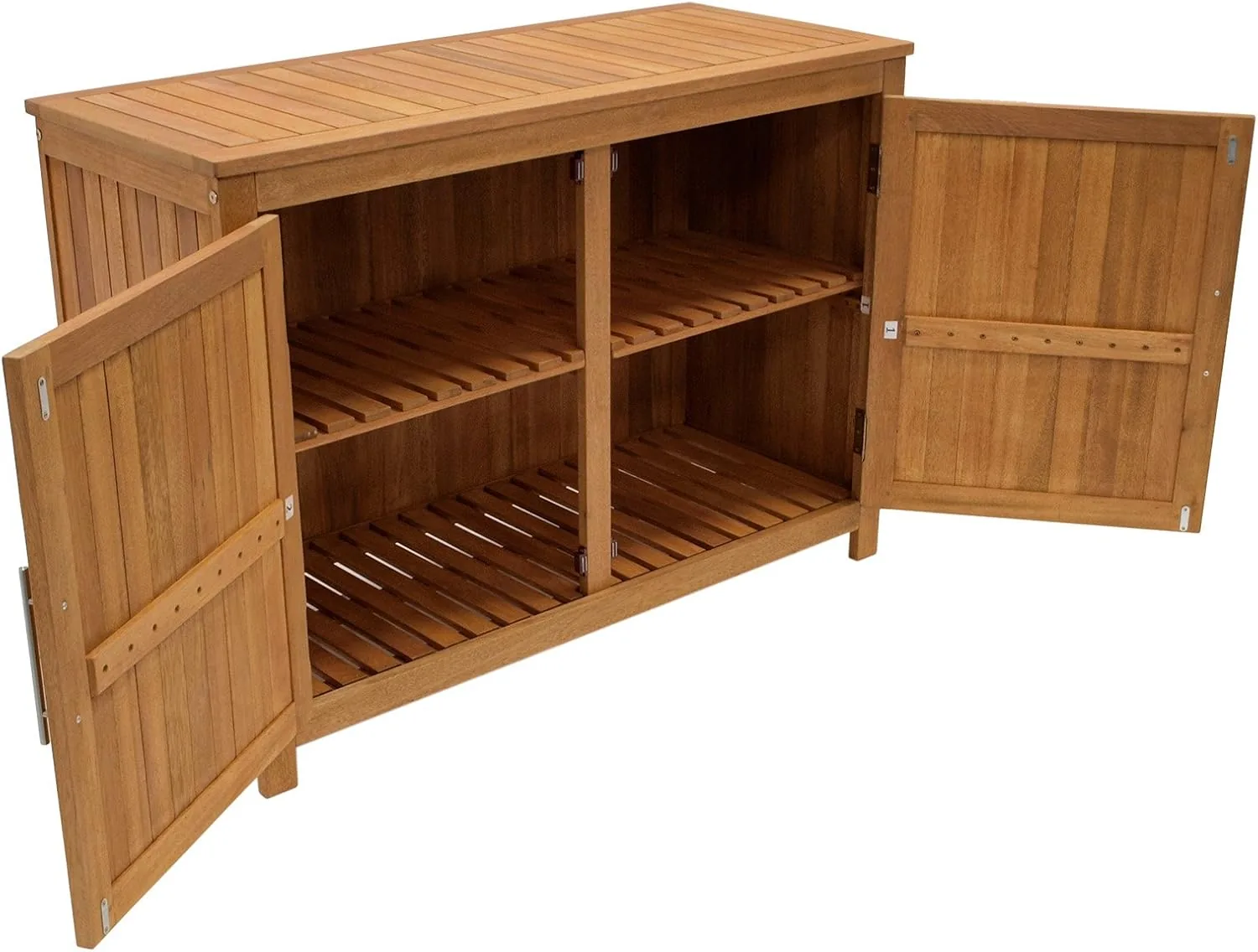 DEGAMO Holz Gartenschrank Cabinet 120x50cm mit Zwei Ebenen, Eukayltpus — Ansicht 3