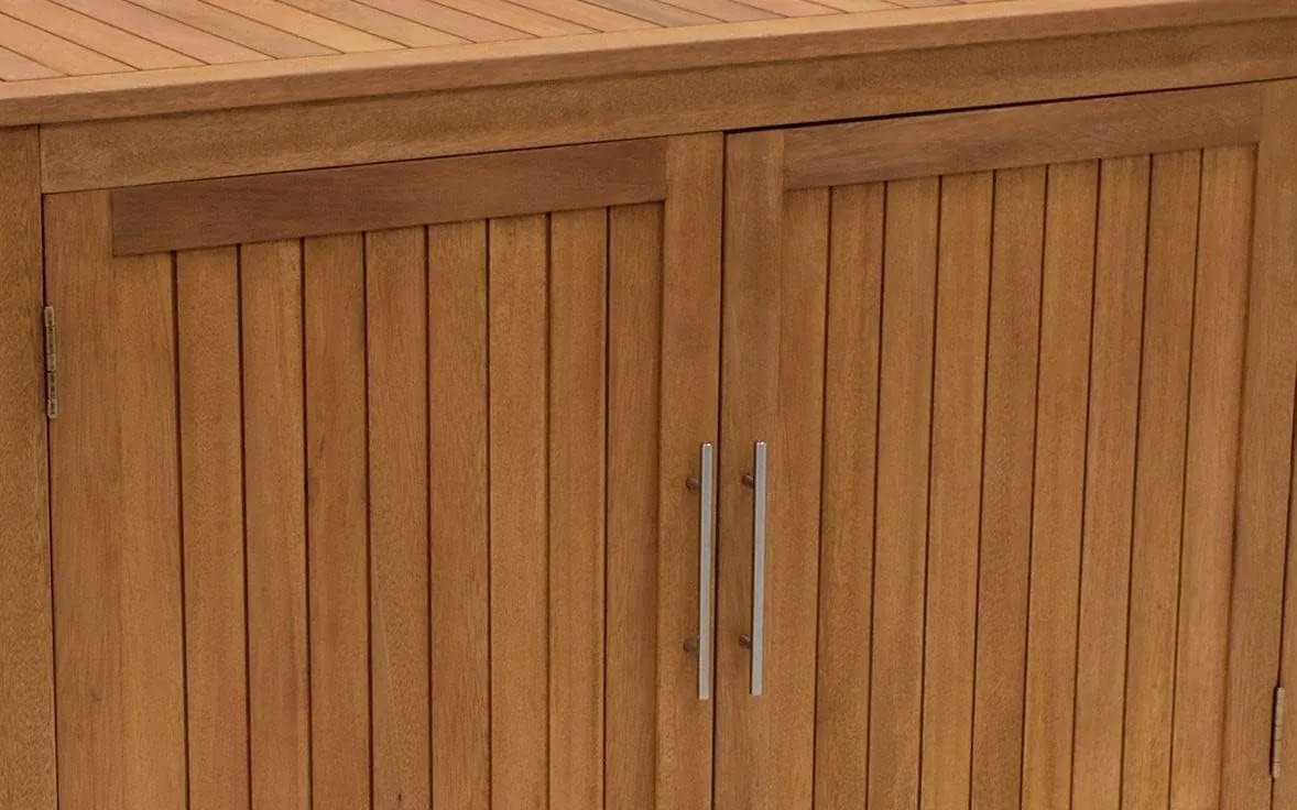 DEGAMO Holz Gartenschrank Cabinet 120x50cm mit Zwei Ebenen, Eukayltpus — Ansicht 4