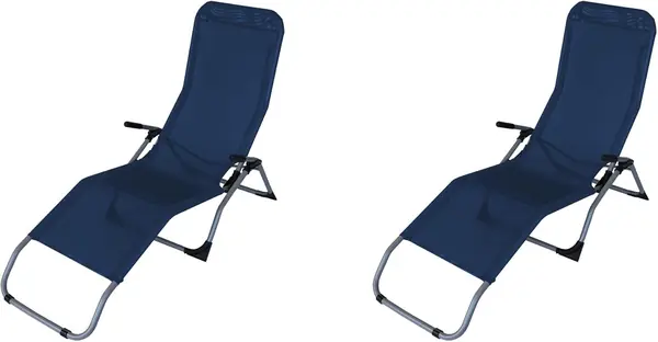 Kippliege Sylt, Stahl grau + Textilgewebe blau, klappbar…