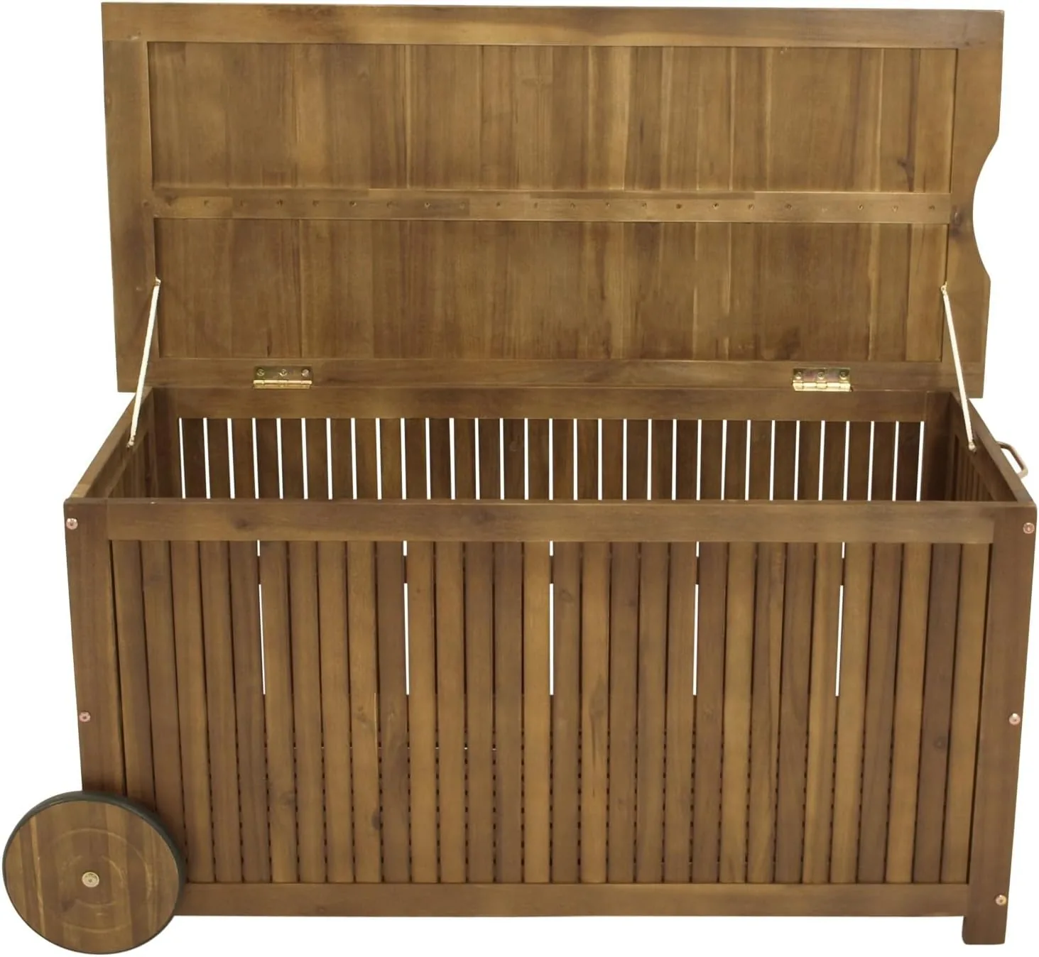 DEGAMO Kissenbox Auflagenbox NAVARRA mit Rollen, Akazienholz braun geölt, Outdoor, FSC®-zertifiziert — Ansicht 2
