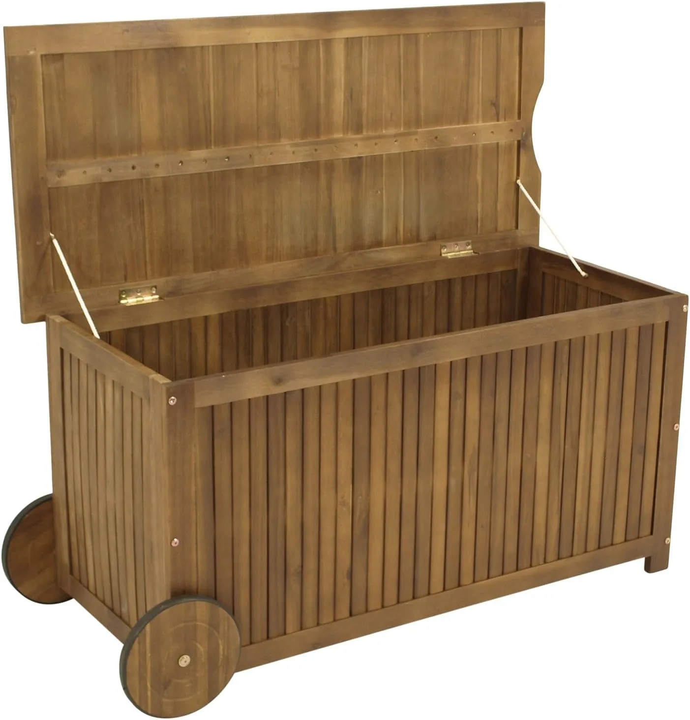 DEGAMO Kissenbox Auflagenbox NAVARRA mit Rollen, Akazienholz braun geölt, Outdoor, FSC®-zertifiziert